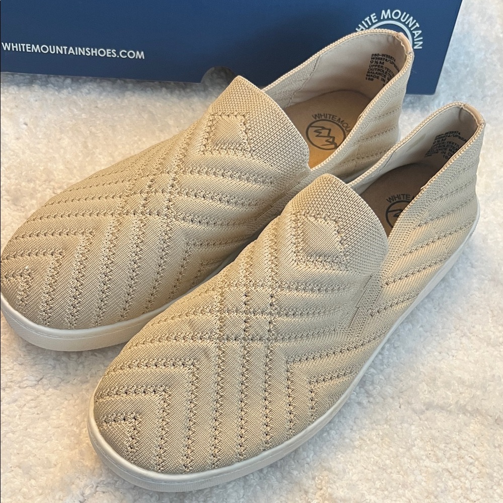 White Mountain Taupe Slip On Courage Knit Sneaker